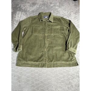 LL Bean Corduroy Shacket Chore Shirt Sage Green 1X Plus Y2K Overshirt Hiking